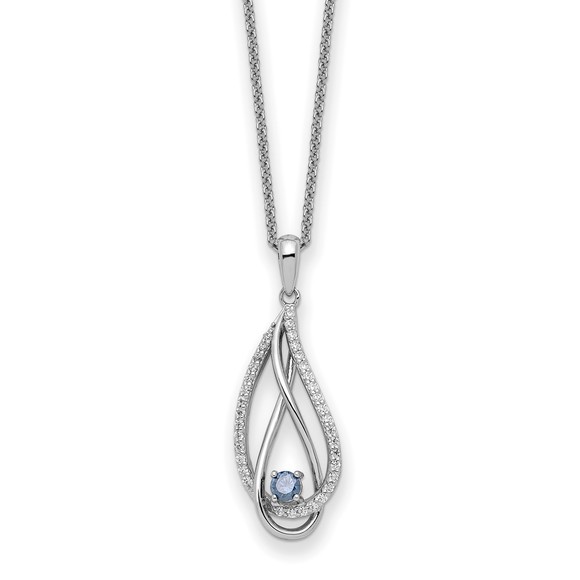 Sentimental Expressions Jewelry - 925 Sterling Silver Mar CZ Always in my Heart Birthstone 18in Necklace